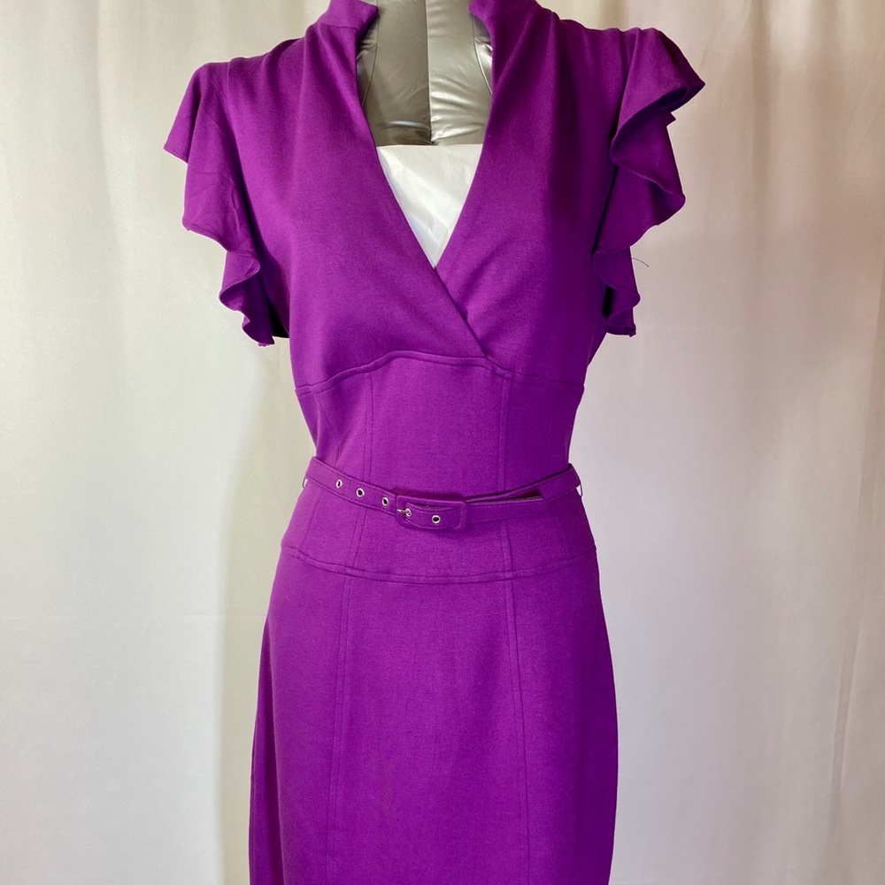 Cache Purple / Pink Fitted Ponte Dress Size 6